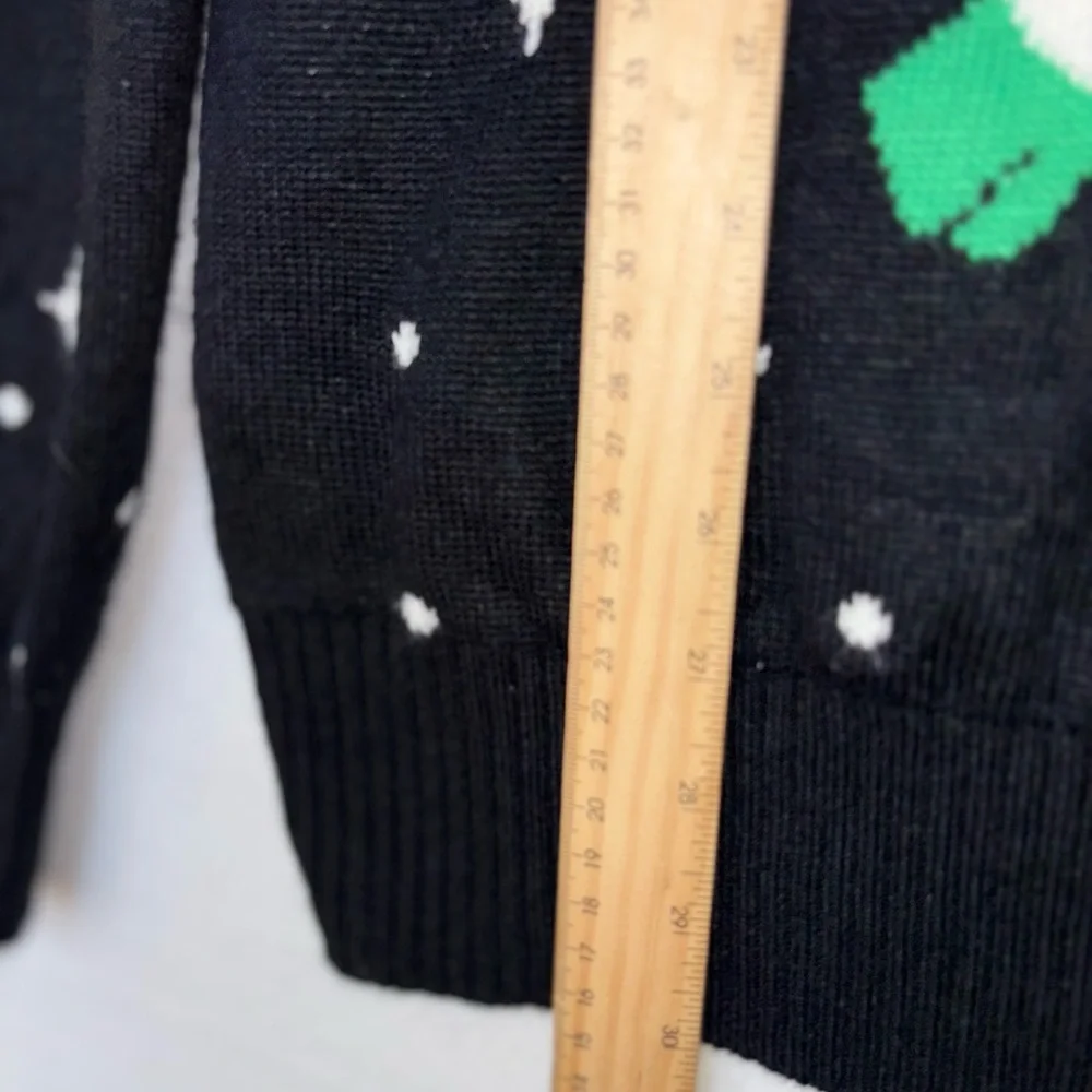 TIPSY‎ ELVES Ugly Christmas Sweater Santa Unicorn Black Long Sleeve Crew Neck XL
